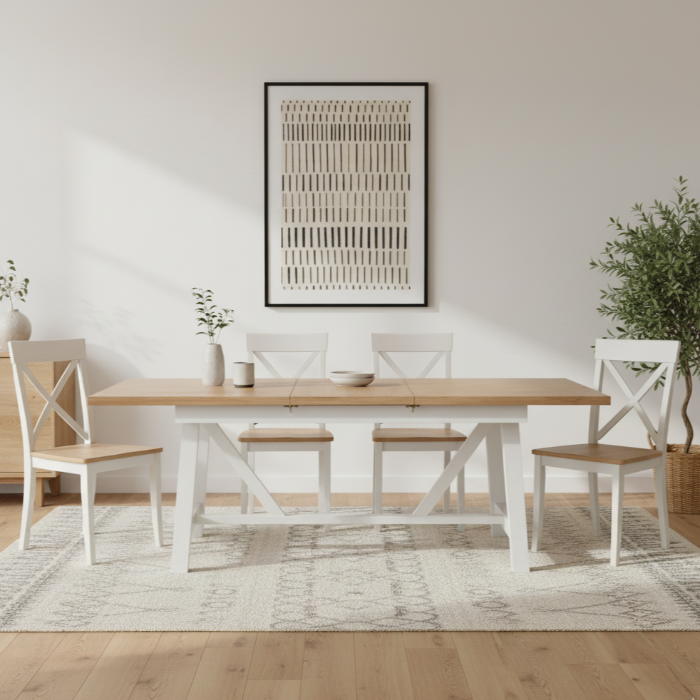 Marlborough White Oak 1.8m Refectory Extendable Dining Table