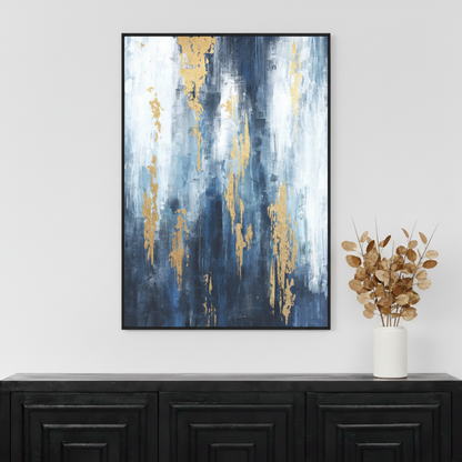 Urbanite  Canvas Blue Distressed Foiled Framed Wall Art