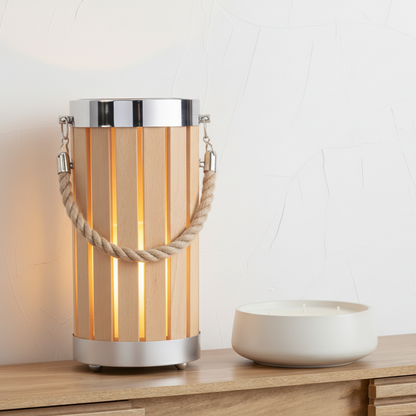 Austell Natural Wood Small Lantern Table Lamp