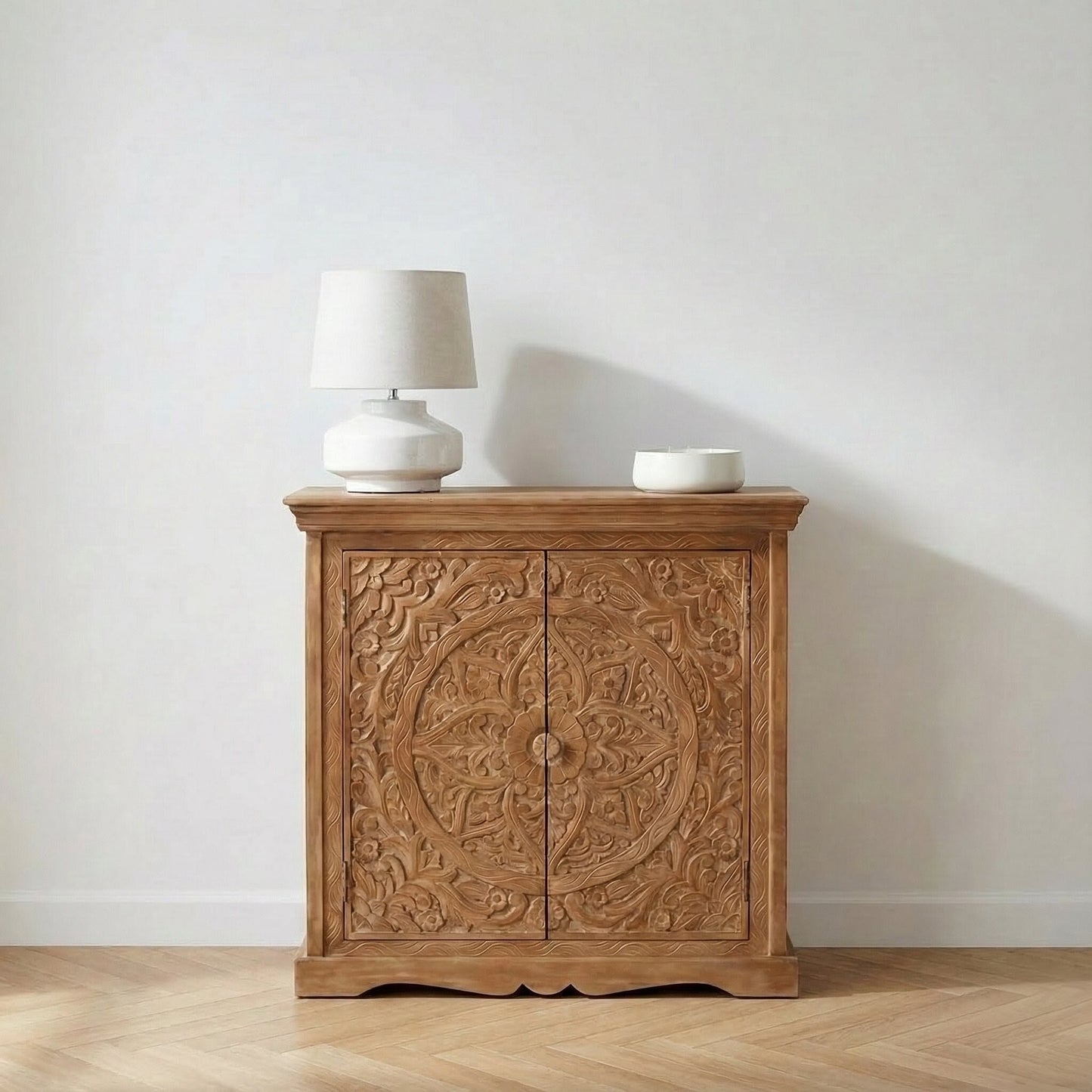 Artwork Mango Wood Sideboard With 2 Doors
