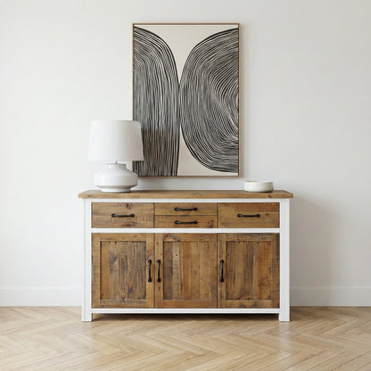 Splash of White Reclaimed Wood 3 Door Sideboard