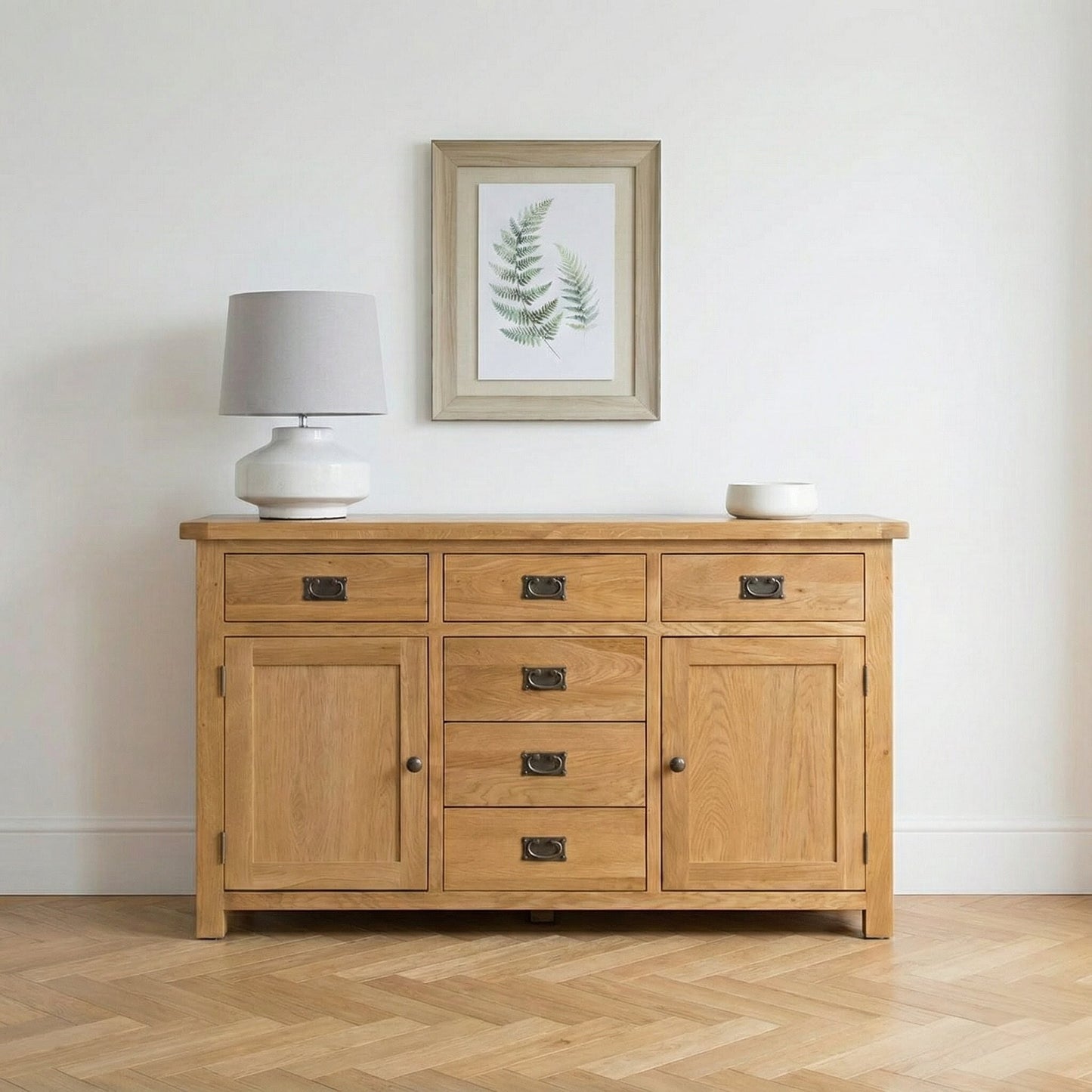 Dewsbury Oak 2 Door 6 Drawer Sideboard