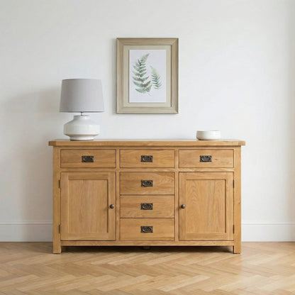 Dewsbury Oak 2 Door 6 Drawer Sideboard