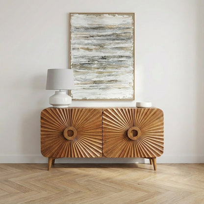Aranya Solid Wood 4 Door Carved  Sideboard