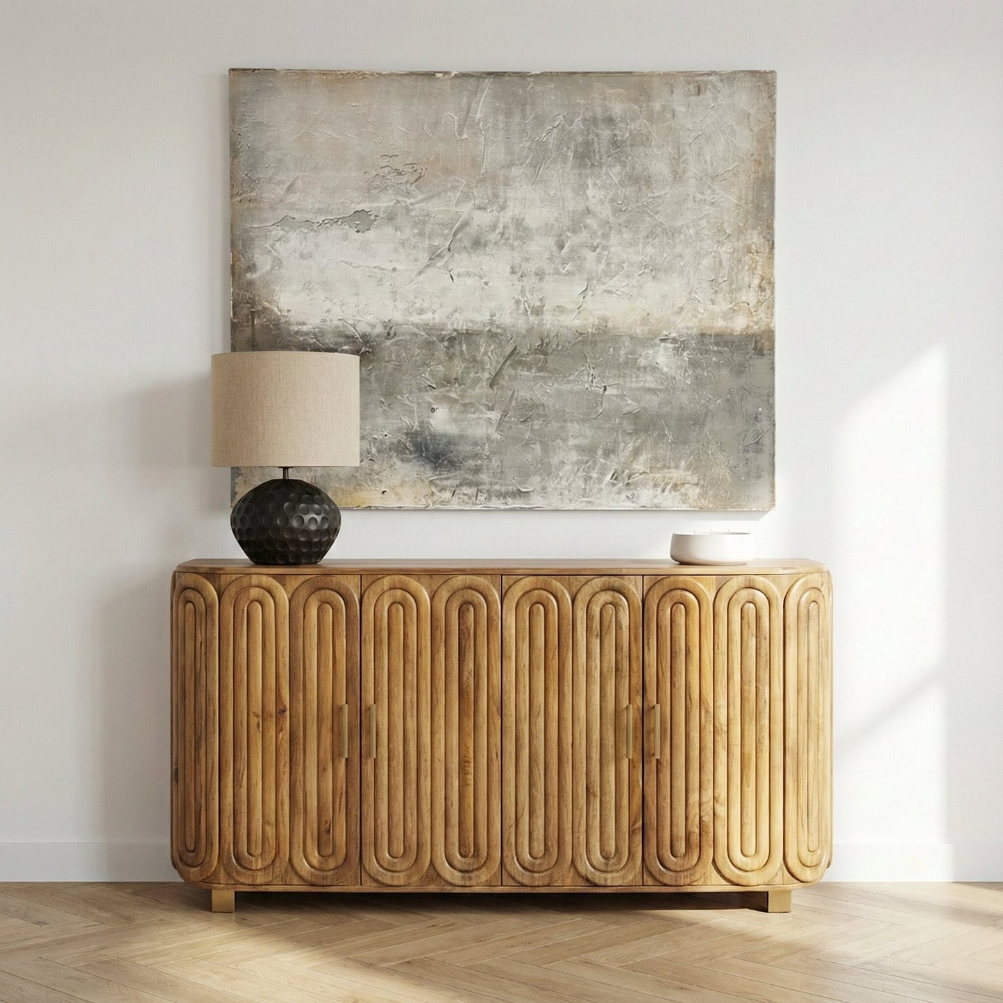 Aranya Solid Wood Capsule Design Sideboard