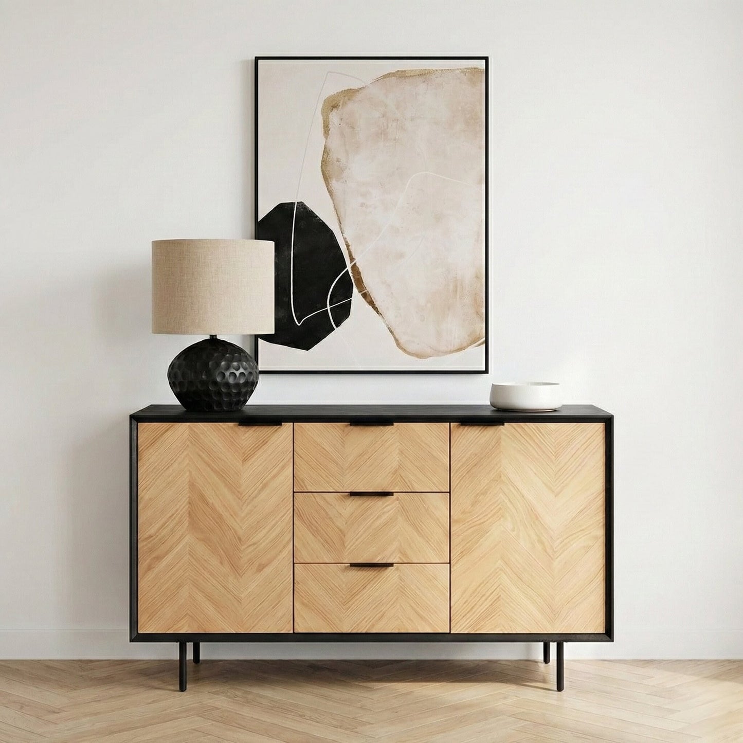 Hailee Pine Wood 2 Door 3 Drawer Sideboard