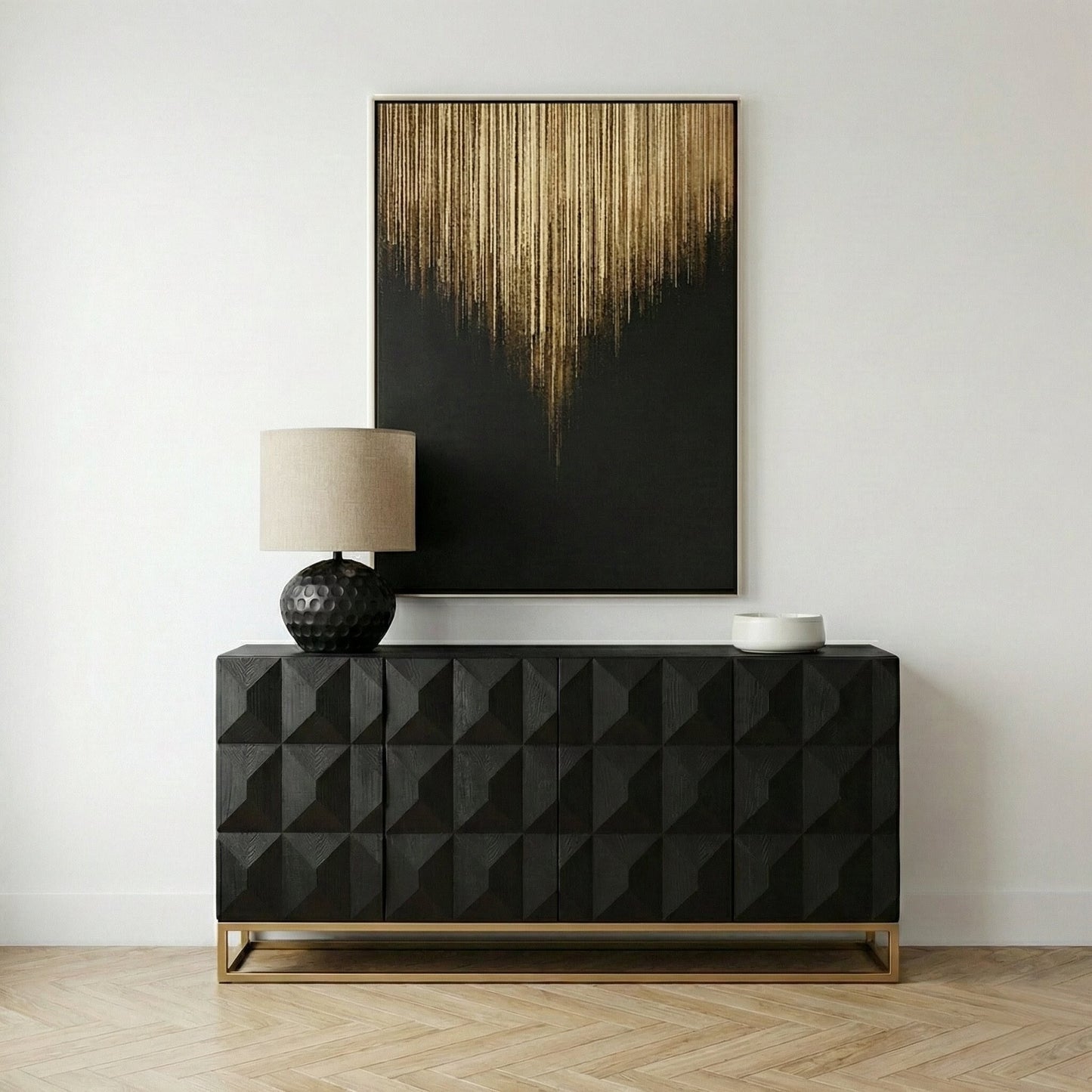 Duskgold Black Mango Wood Diamond Sideboard