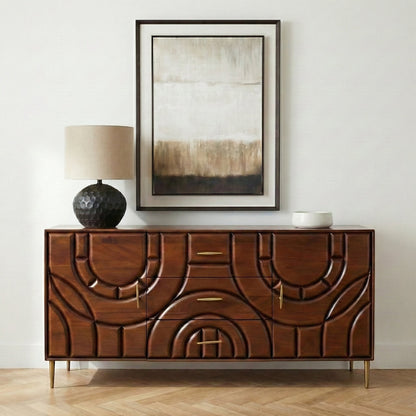 Aranya Solid Wood 2 Door 3 Drawer Sideboard