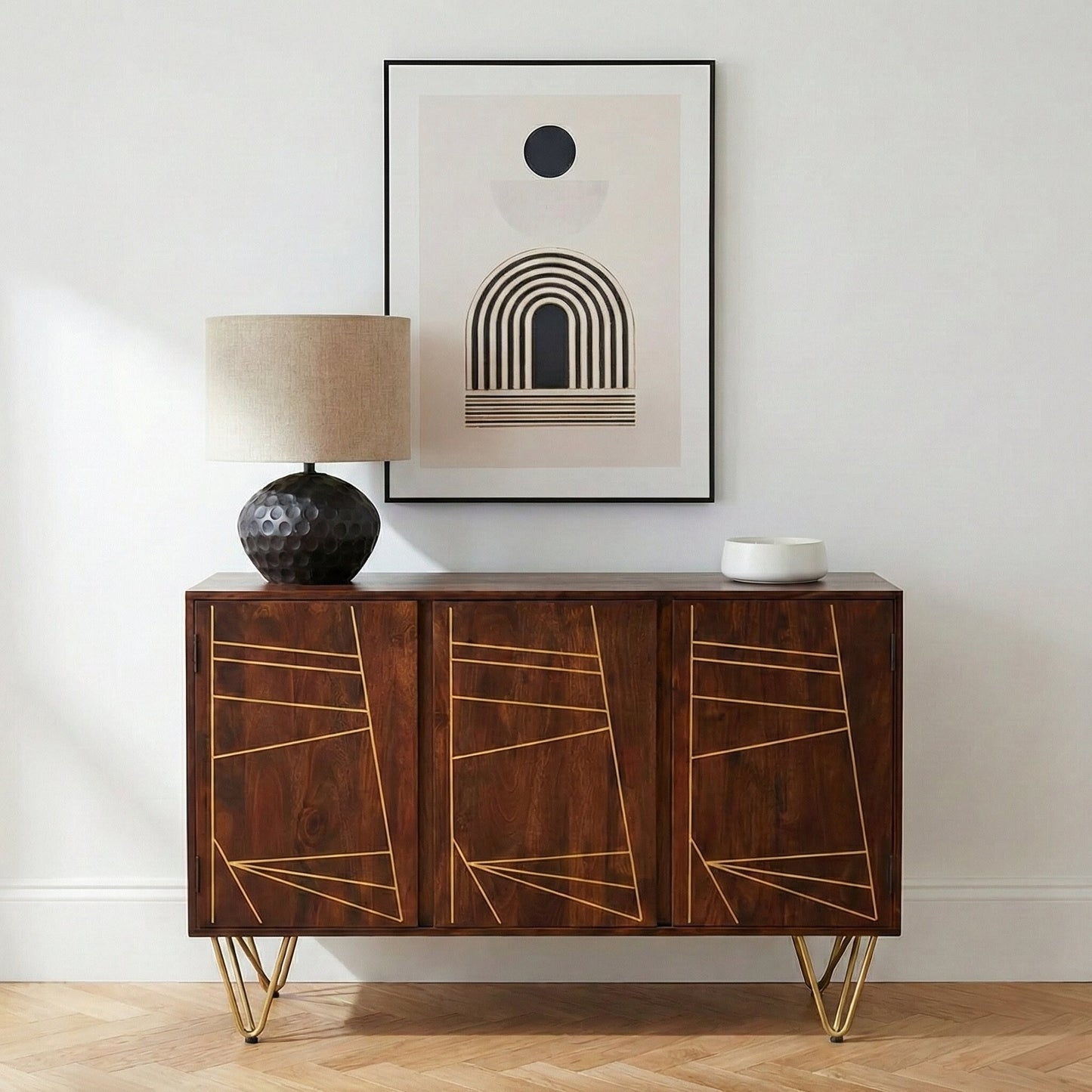 Dark Gold Inlay Sideboard