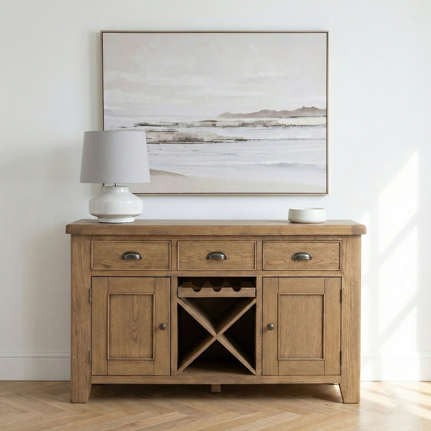 Eaton Country Oak Sideboard with Wine Rack