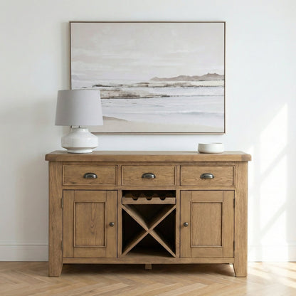 Eaton Country Oak Sideboard with Wine Rack