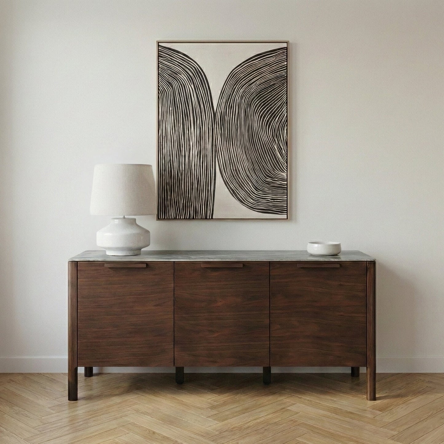 Freya Glass Top Sideboard