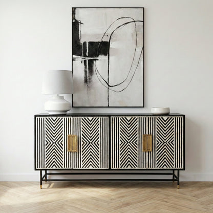 Delaney Bone Inlay Four Door Buffet Sideboard