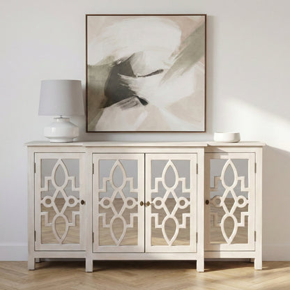 Solmere 4-Door Mirrored Breakfront Mango Wood Sideboard