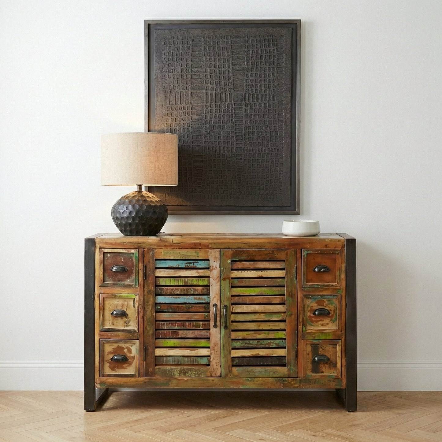 Urban Chic Reclaimed Wood 6 Drawer Sideboard