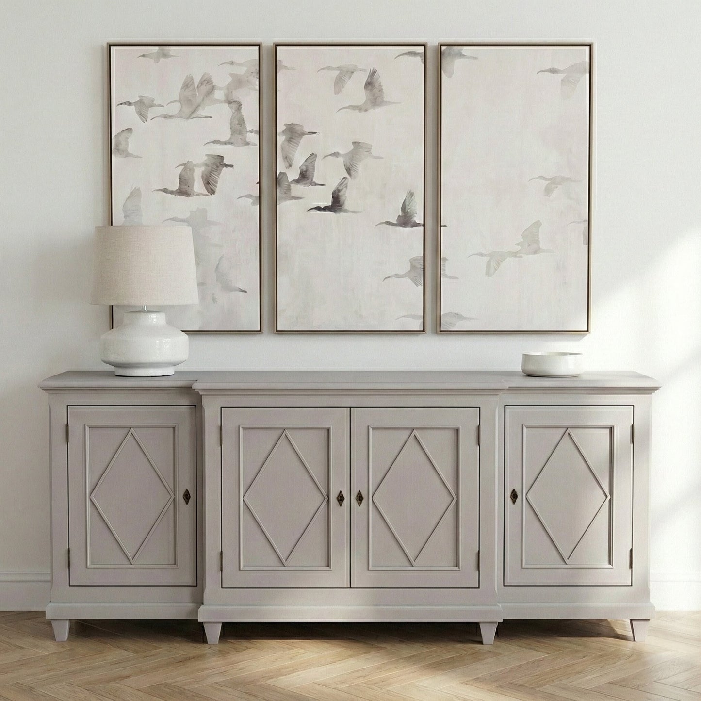 Elden Distressed Grey Mahogany Classical Sideboard