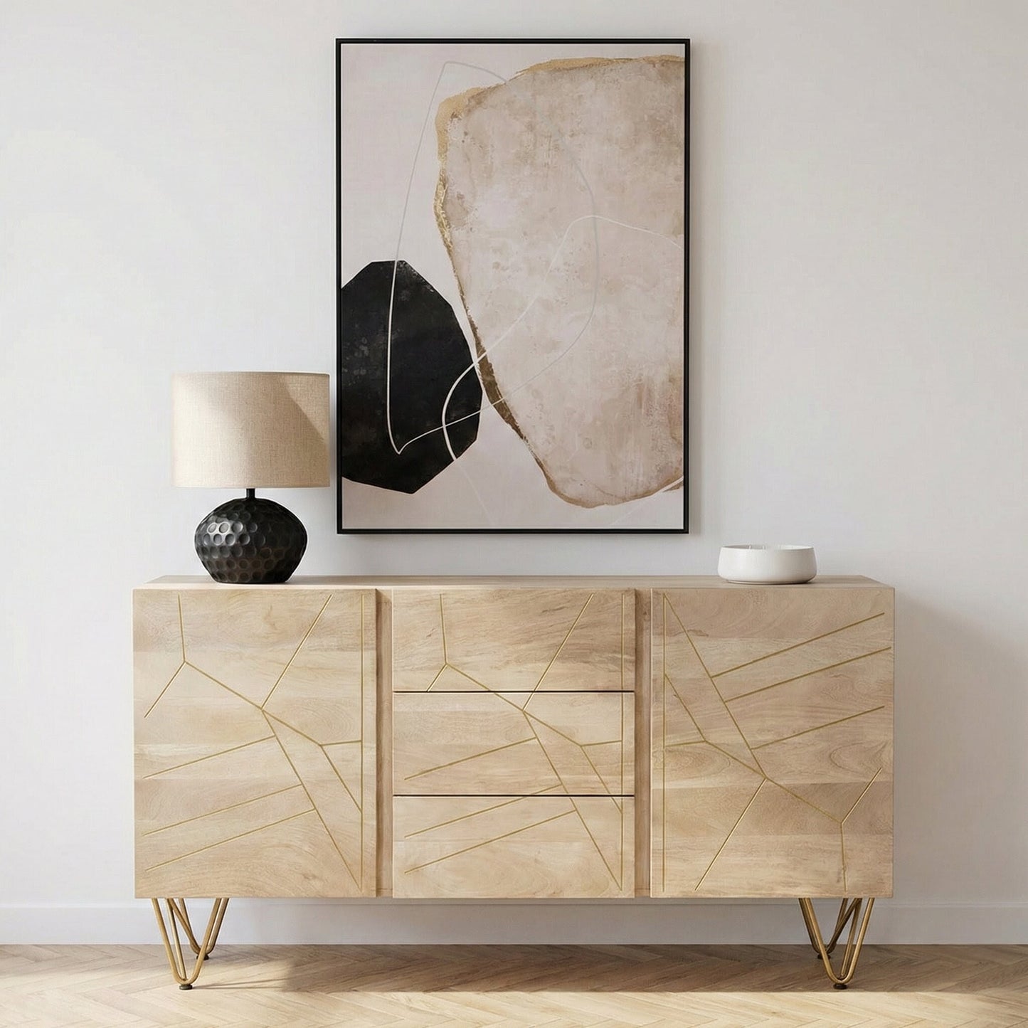 Light Gold Inlay Sideboard
