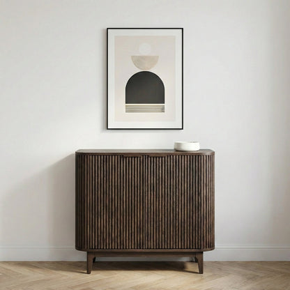 Raie Dark Brown Pine Wood Sideboard
