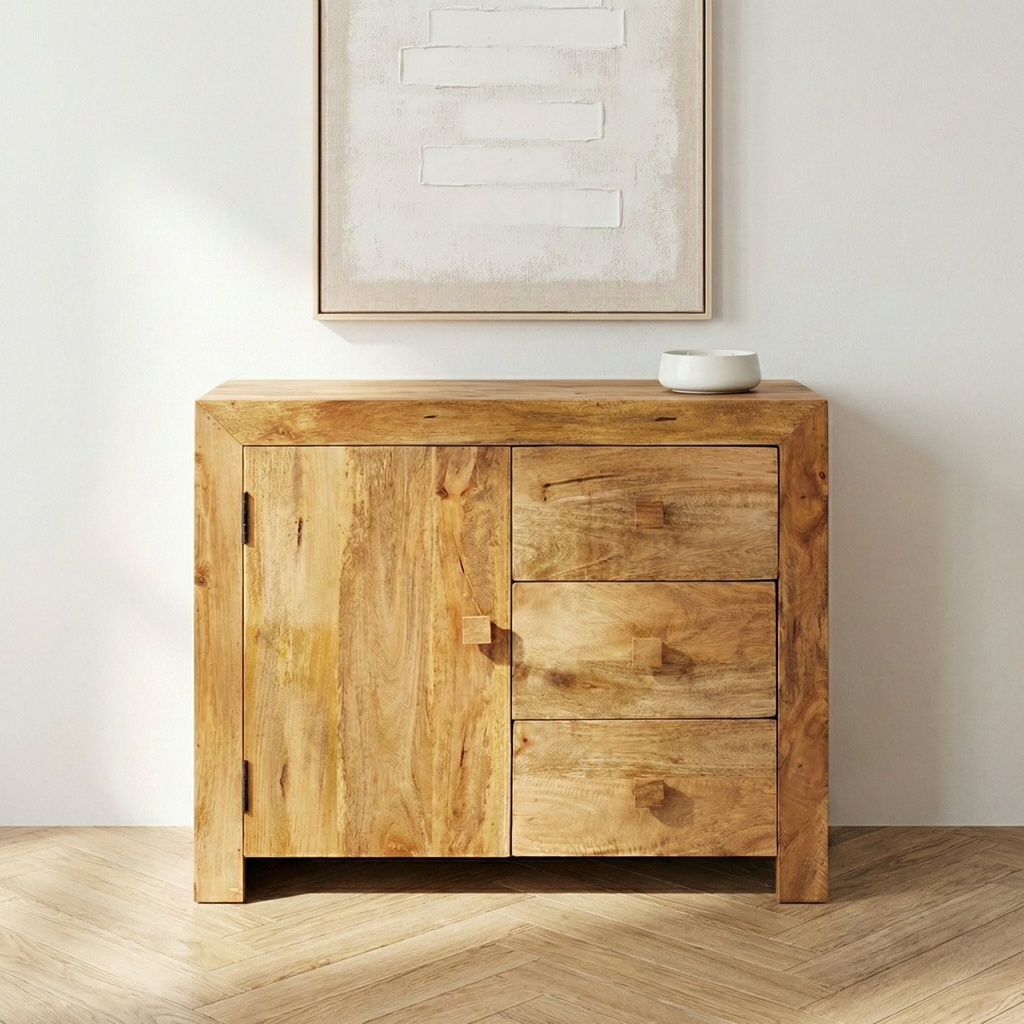 Nala Light Mango Wood 3 Drawer Sideboard