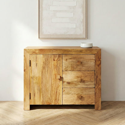 Nala Light Mango Wood 3 Drawer Sideboard