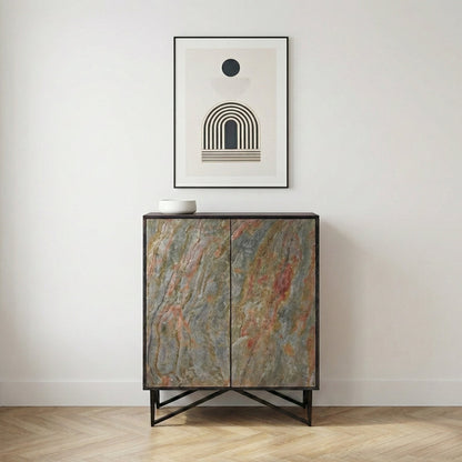 Verde Black Mango Wood and Stone Veneer Sideboard