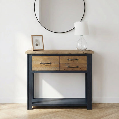 Splash of Blue Reclaimed Wood Small Console Table