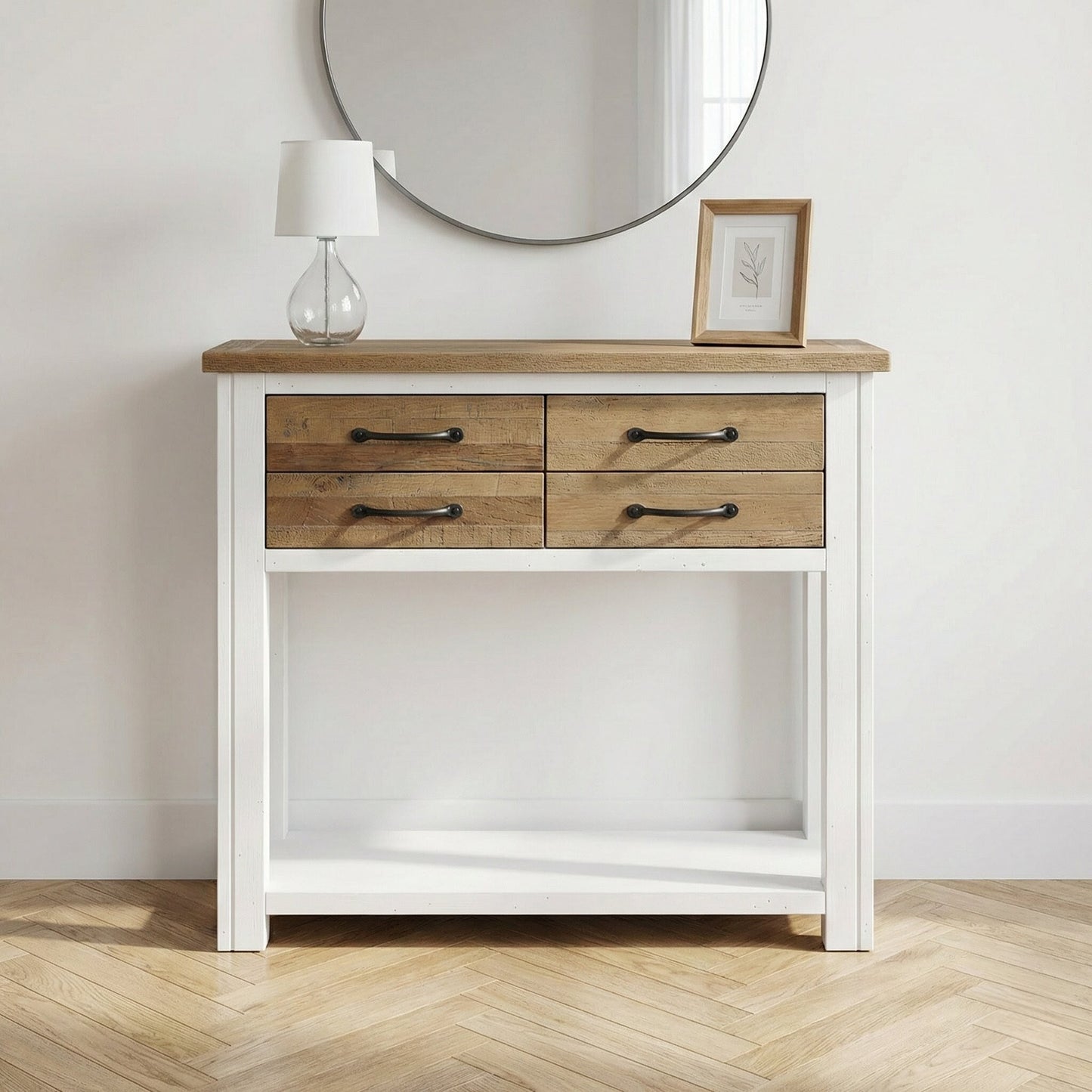 Splash of White Reclaimed Wood Small Console Table