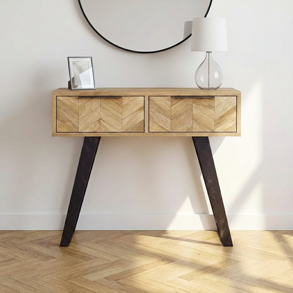 Amiya Mango Wood 2 Drawer Console Table