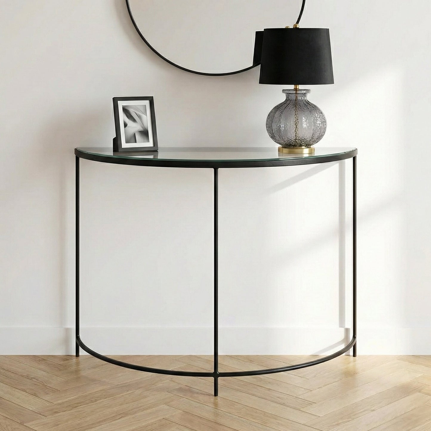 Marazzi Bevelled Glass Half Moon Console Table