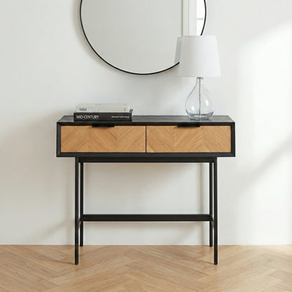 Hailee Pine Wood 2 Drawer Console Table