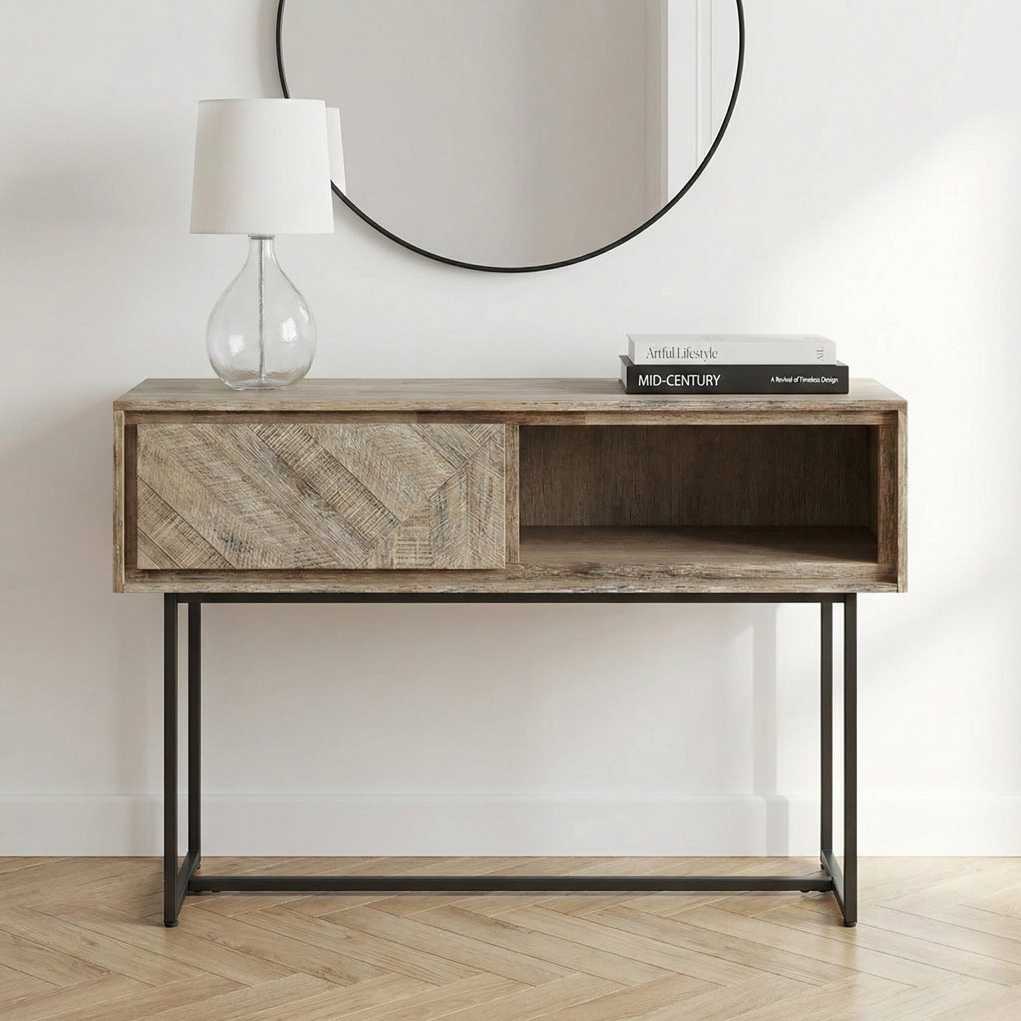 Marca Sand Wash Acacia Wood 1 Drawer Console Table