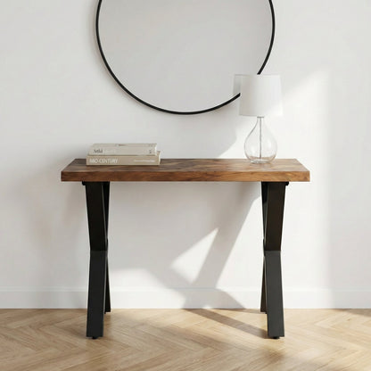 Lakota Recycled Wood and Brass Metal Console Table