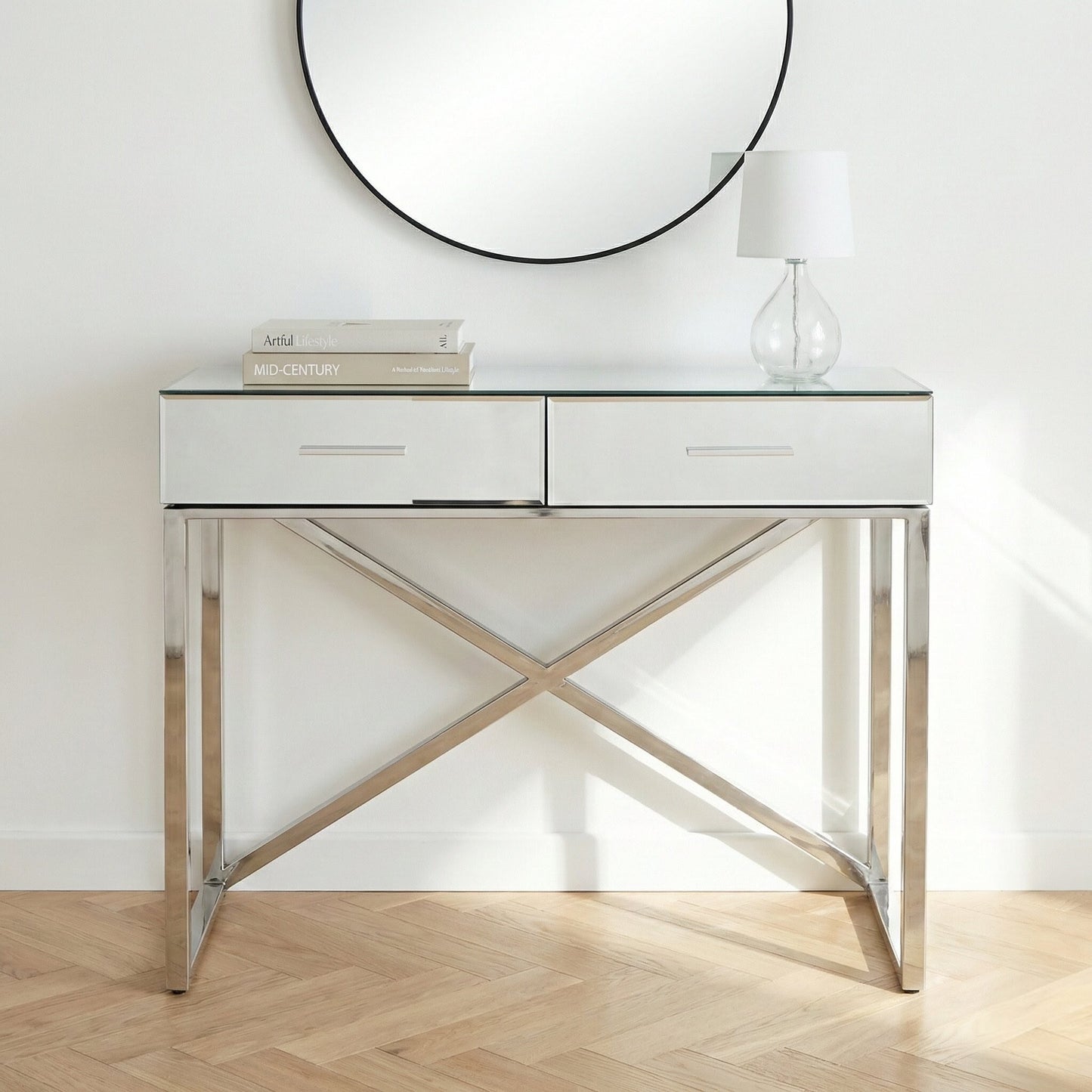Rocco Mirrored Glass Console Table