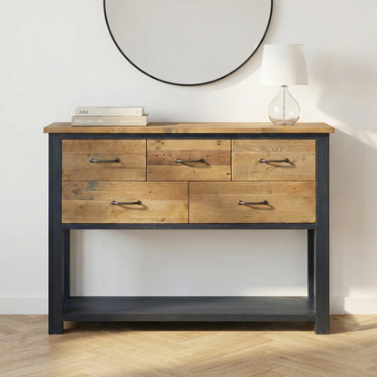Splash of Blue Reclaimed Wood Console Table