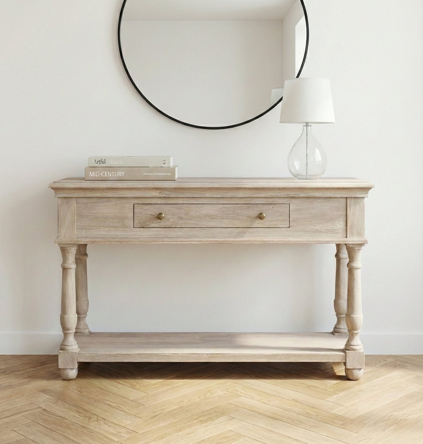 Everden Acacia Wood Single Drawer Console Table