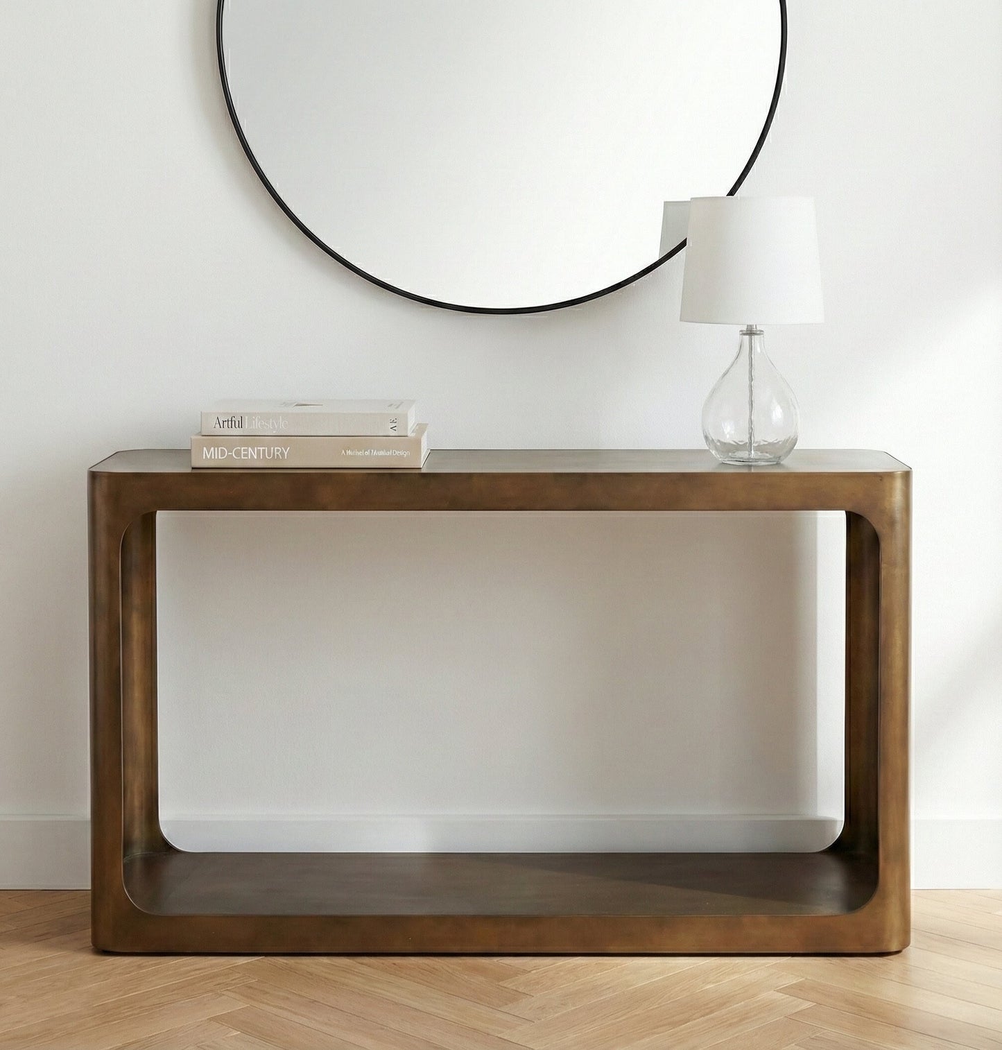 Thorpe Metal and Glass Console Table