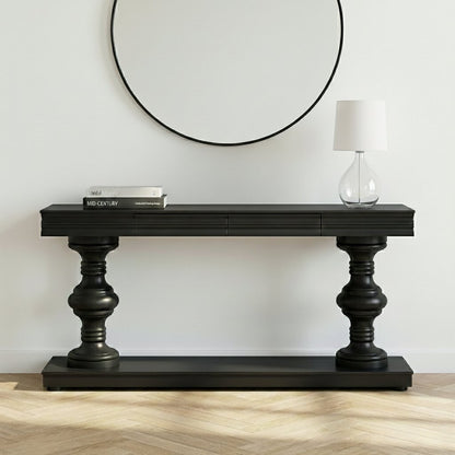 Solmere Distressed Black Mango Wood 180cm Console Table