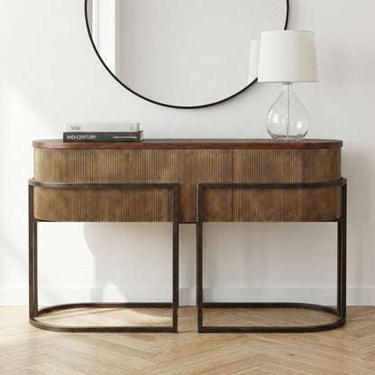 Hunter Corrugated Gold Console Table