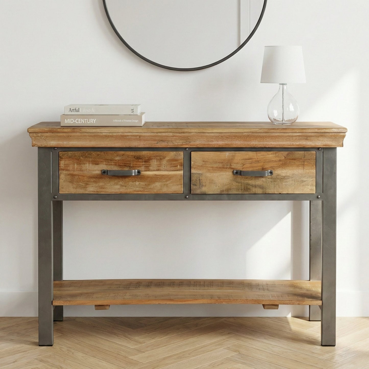 Metropolis Industrial 2 Drawer Console Table