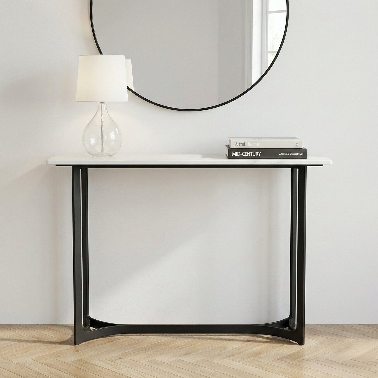 Hendrick White Marble Console Table