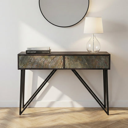 Verde Black Mango Wood 2 Drawer Console Table