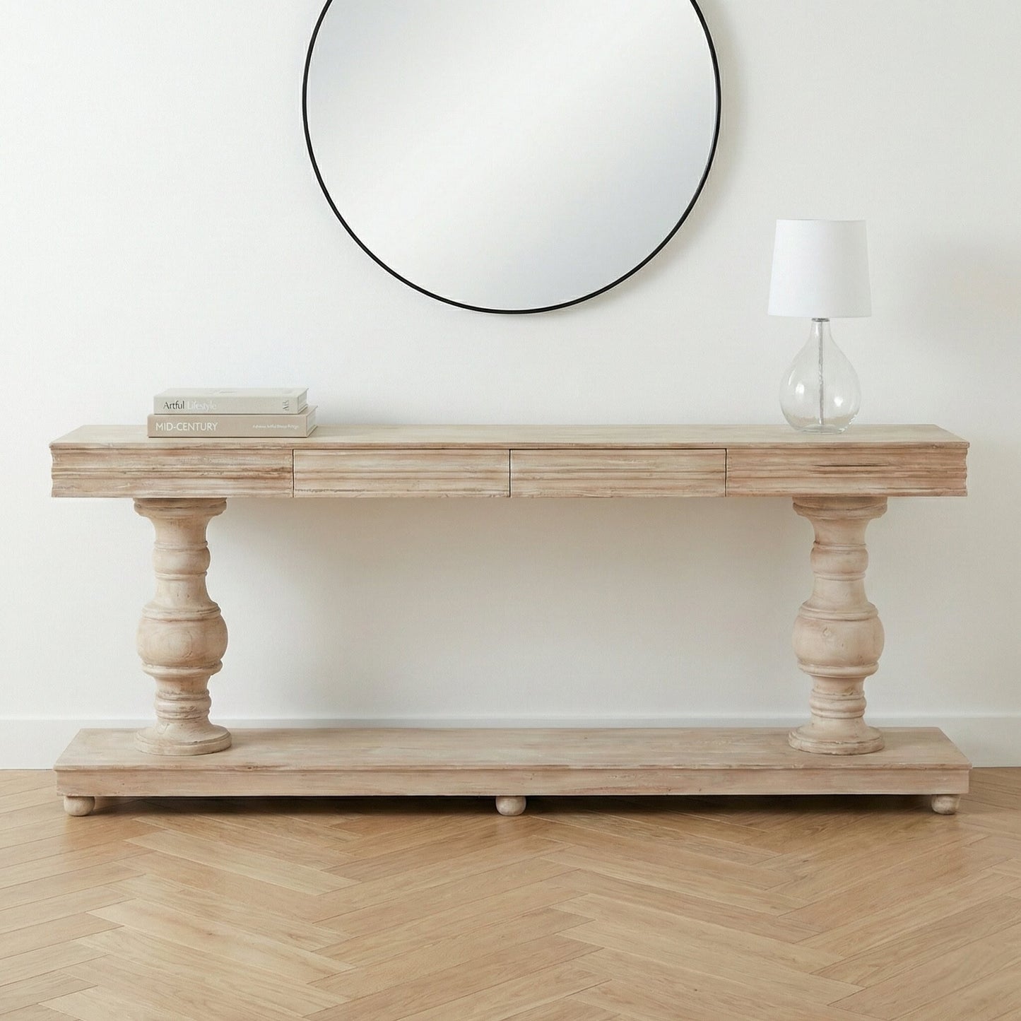 Solmere Mango Wood Console Table with Drawers