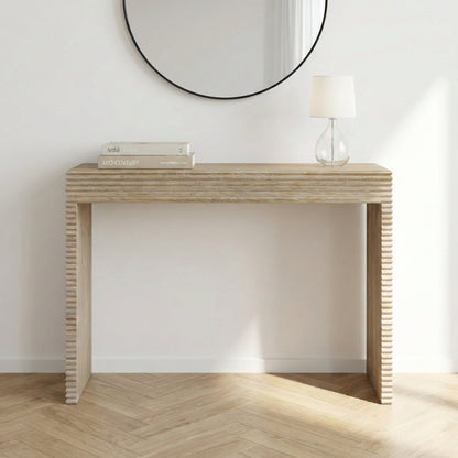 Solara Ribbed Oak Console Table