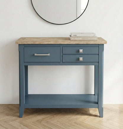 Signature Blue Oak Top Small Console Table