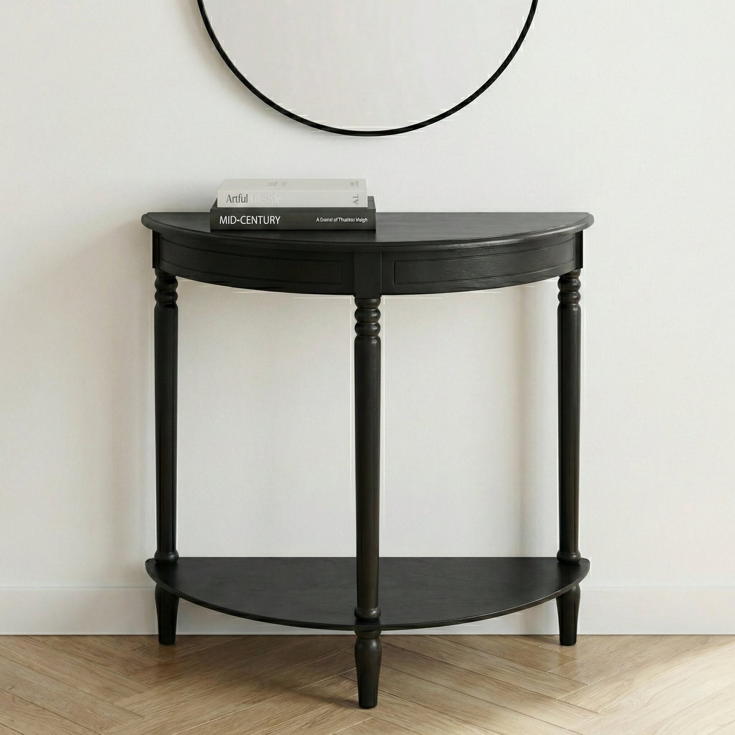 Heritage Pine Wood Half Moon Console Table