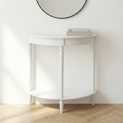 Heritage Pine Wood Half Moon Console Table