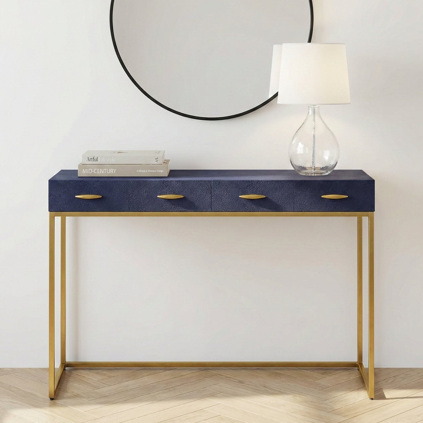 Oaska Navy Shagreen Console Table