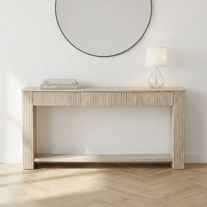 Everden Fluted Acacia Wood Console Table