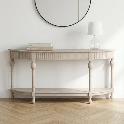 Everden Curved Acacia Wood Console Table