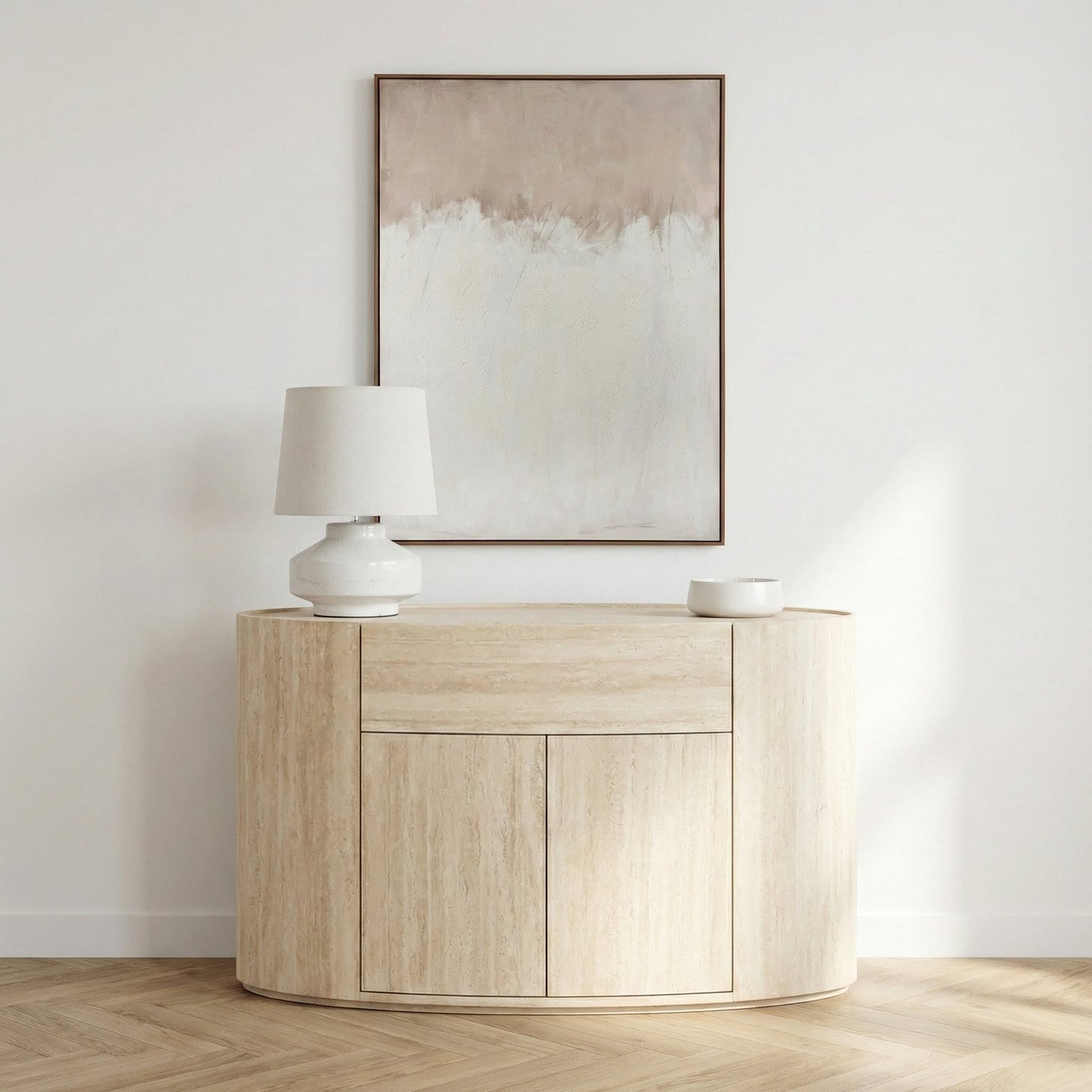 Tivoli Travertine Effect Veneer 1 Drawer 2 Door Sideboard